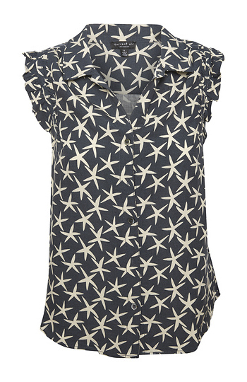 Star Print Ruffled Sleeve Top Slide 1