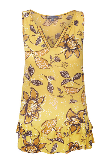 Democracy Embroidered V-Neck Floral Tank Slide 1