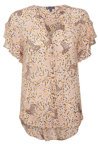 Democracy Flounce Short Sleeve Zebra Print Top Slide 1