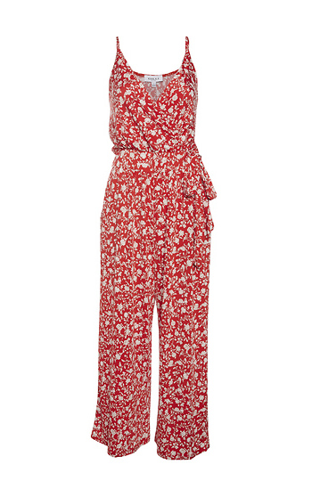 Surplice Cropped Jumpsuit with Faux Wrap Waist Slide 1