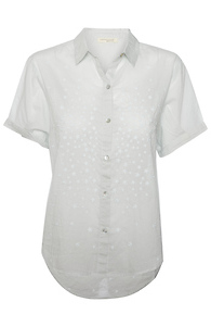 Star Embroidered Button Up Short Sleeve Top Slide 1