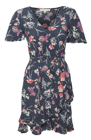 Flounce Sleeve Floral Print Dress Slide 1