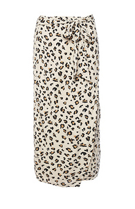 Leopard Print Wrap Midi Skirt Slide 1