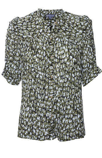 Democracy 3/4 Sleeve Button Down Printed Top Slide 1