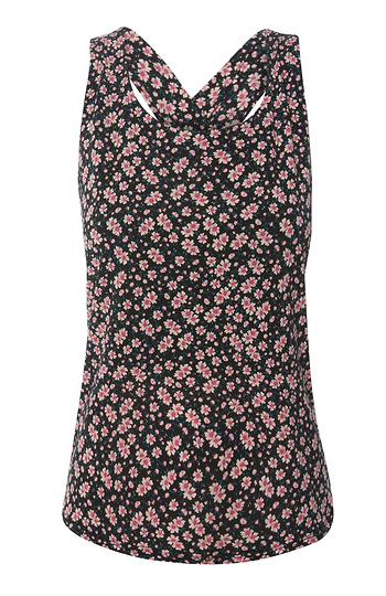 Cross Back Floral Print Tank Slide 1