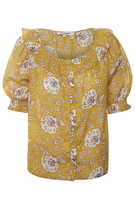 Du Paradis Smocked Sleeve Printed Top Slide 1