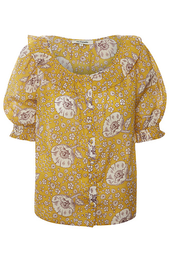 Du Paradis Smocked Sleeve Printed Top Slide 1