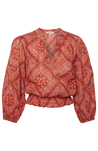 Du Paradis Smocked Waist Printed Top Slide 1