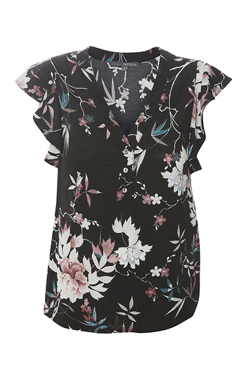 Matty M Flutter Sleeve Printed Top Slide 1