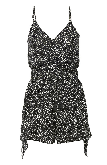 Printed Smocked Waist Romper Slide 1