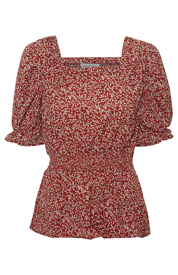 Botanical Print Square Neck Top Slide 1