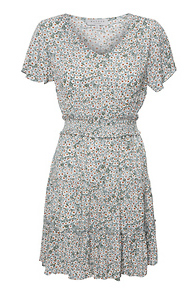 Smocked Waist Floral Short Sleeve Dress Slide 1