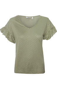 B. Young Ruffle Sleeve Metallic Detail Top Slide 1
