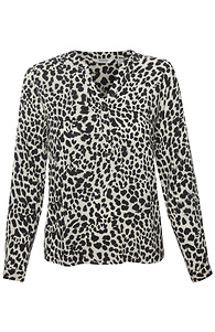 B. Young Split Neck Leopard Print Blouse Slide 1