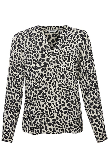 B. Young Split Neck Leopard Print Blouse Slide 1