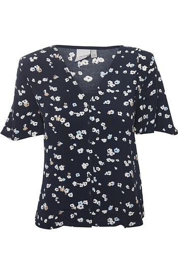 ICHI Floral Print Button Front Top Slide 1