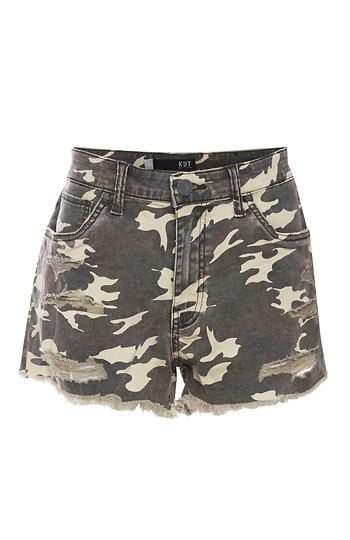 Kut from the Kloth Camo Short with Frayed Hem Slide 1