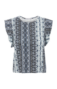 Tart Collections Printed Flutter Sleeve Top Slide 1