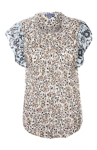 Democracy Flutter Sleeve Floral Print Button Down Top Slide 1