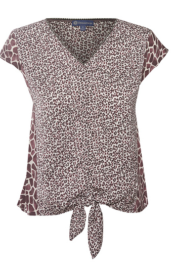 Democracy V-Neck Tie Front Animal Print Top Slide 1