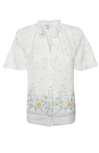 Button-Front Printed Short Sleeve Slide 1