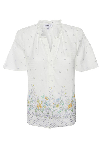 Button-Front Printed Short Sleeve Slide 1