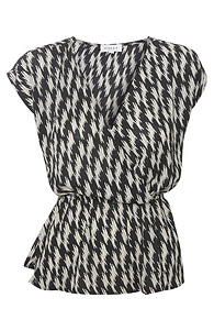 Surplice Peplum Abstract Print Top Slide 1