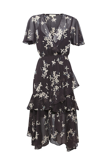 Floral Ruffle Midi Dress Slide 1