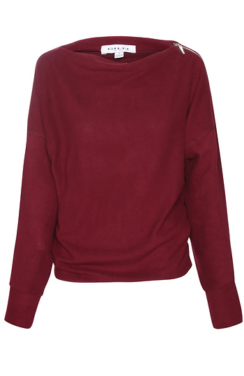 Katie Zipped Boat Neck Long Sleeve Top Slide 1