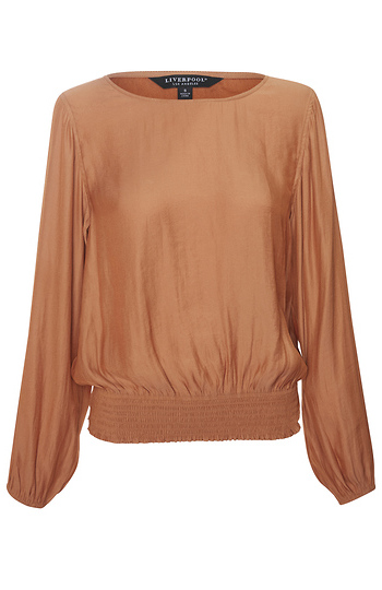 Liverpool Puff Sleeve Top with Smocked Waist Slide 1