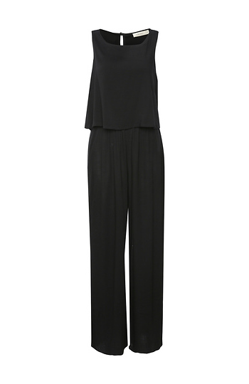 Solid Stretch Linen Sleeveless Jumpsuit Slide 1