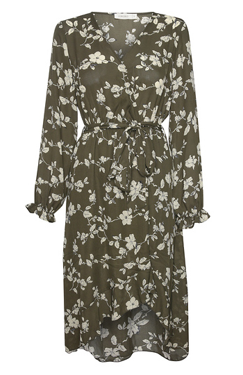 Printed Long Sleeve Midi Dress Slide 1