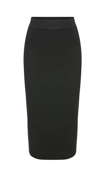Back Slit Ribbed Bodycon Skirt Slide 1