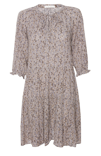 Front Tie Puff Sleeve Midi Dress Slide 1