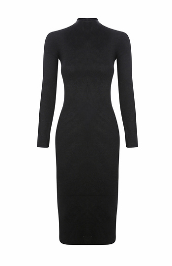 Long Sleeve Turtleneck Midi Dress Slide 1