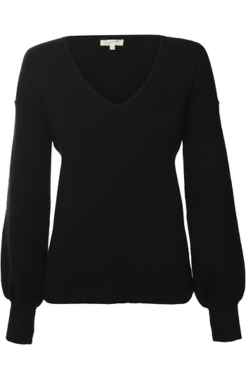 V-Neck Balloon Sleeve Sweater Slide 1