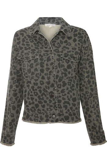 Printed Button Down Jacket Slide 1