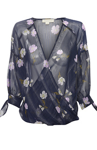 Printed Surplice Top Slide 1