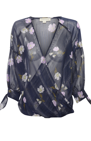 Printed Surplice Top Slide 1