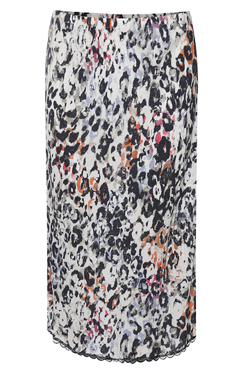 Lace Trim Printed Midi Skirt Slide 1