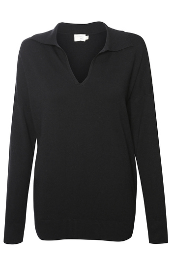 Collared V-Neck Long Sleeve Slide 1
