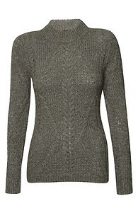 Current Air Mock Neck Cable Knit Sweater Slide 1