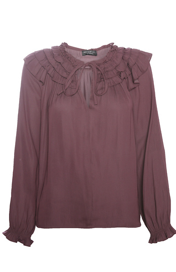 Split Neck Ruffled Tier Top Slide 1