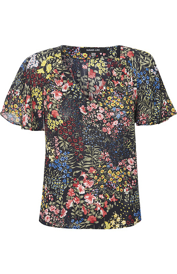 Short Sleeve Floral V-Neck Slide 1