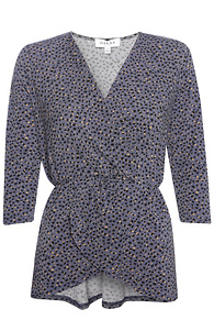 3/4 Sleeve Printed Peplum Top Slide 1