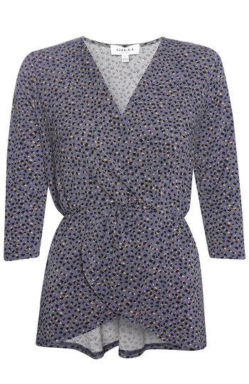 3/4 Sleeve Printed Peplum Top Slide 1