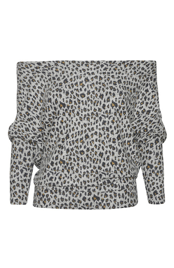 Leopard Print Off-the-Shoulder Pullover Slide 1