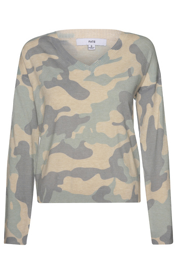 Camo V-Neck Long Sleeve Slide 1