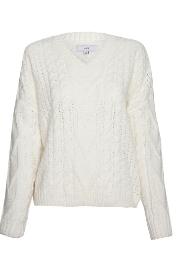 Chenille Cable Knit V-Neck Sweater Slide 1