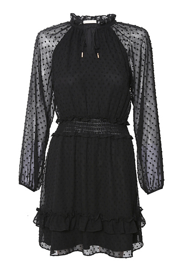 Skies are Blue Swiss Dot Ruffle Mini Dress Slide 1
